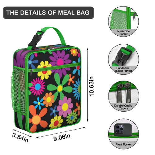 Floral insulated lunch bag reusable waterproof 1 pack 1