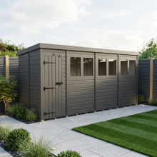 19x5 Pent Composite Shed Tanalised (Single Door, With Windows)