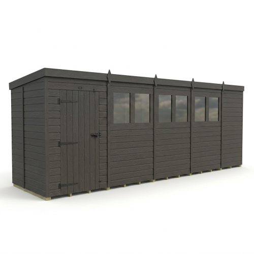 19x5 Pent Composite Shed Tanalised (Single Door, With Windows) 1