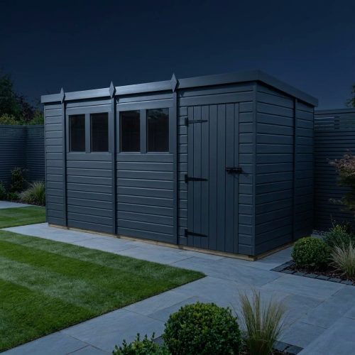 15x7 Pent Composite Shed Tanalised (Single Door, With Windows) 2