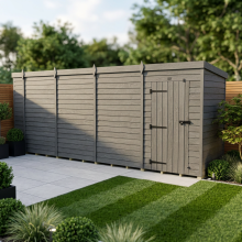 17x6 Pent Composite Shed Tanalised (Single Door, No Windows)