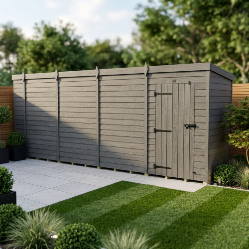 17x6 Pent Composite Shed Tanalised (Single Door, No Windows)