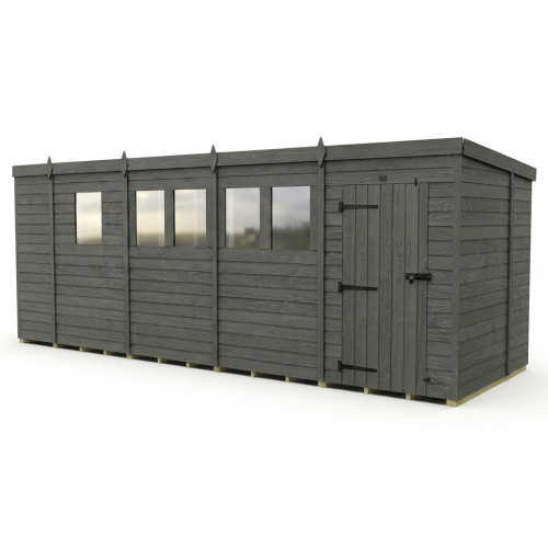 17x6 Pent Composite Shed Tanalised (Single Door, With Windows) 1