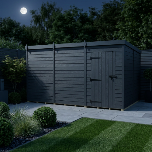 14x8 Pent Composite Shed Tanalised (Single Door, No Windows) 2