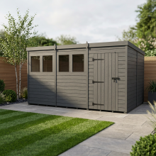 14x8 Pent Composite Shed Tanalised (Single Door, With Windows)