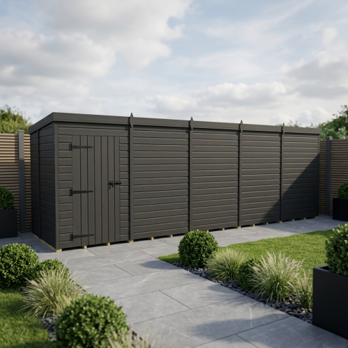 20x5 Pent Composite Shed Tanalised (Single Door, No Windows)