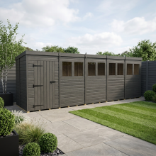 20x5 Pent Composite Shed Tanalised (Single Door, With Windows)