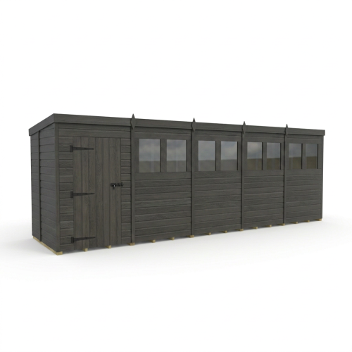 20x5 Pent Composite Shed Tanalised (Single Door, With Windows) 1
