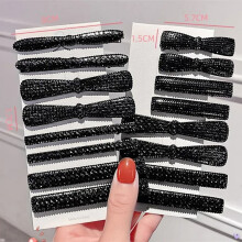 Crystal Hairpins Black Rhinestone Barrettes 2 pcs