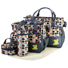 Baby Diaper Bag Grey Multifunction Portable Tote 5 Pcs