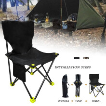 BASSTOP Folding Camping Chair Outdoor Beach Seat 80 kg Black