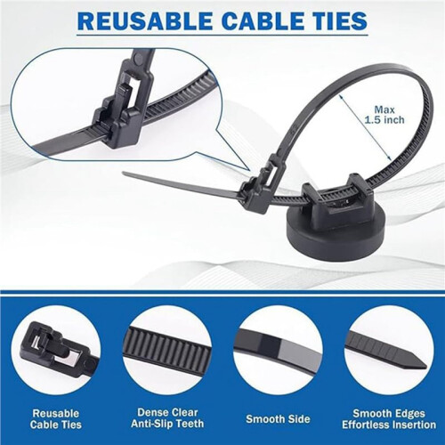 36PCS Magnetic Cable Tie Holders, Flexible Nylon Zip Ties, Button , for Home Office Workshop Garage Use