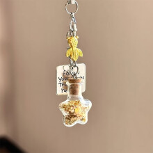 Transparent keychain with wind chime pendant, kawaii style