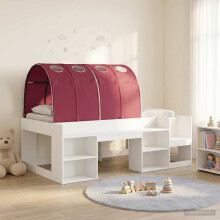 vidaXL Bed Frame with Tunnel 3 pcs White and Red Engineered Wood