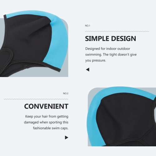 Rubber Elastic Bathing Hat with Ear Plugs Black 2