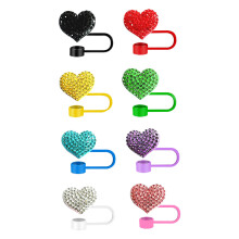 8Pcs Straw Toppers Heart Shape Reusable Silicone Covers 10mm