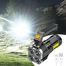 USB Rechargeable LED Flashlight with Sidelight 4X Zoom