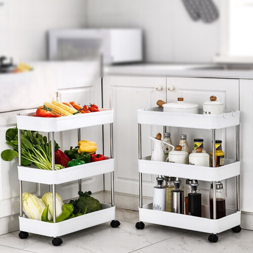 Rolling Storage Trolley 3-Tier Slim Design with 360