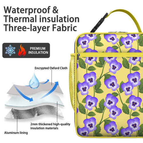 Floral Insulated Lunch Bag Waterproof Reusable 2