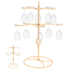 Champagne Glass Stand Gold Metal 2-Tier 10-Hole