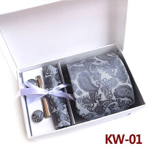 Men's floral paisley necktie set with pocket square, tie