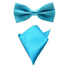 Men's Satin Solid Bow Tie and Pocket Square Set