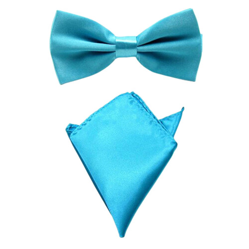 Men's Satin Solid Bow Tie and Pocket Square Set