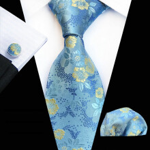 Men's Floral Printed Tie Set with Pocket Square and