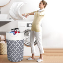 Laundry Basket Fabric 90L Foldable with Aluminum Handles
