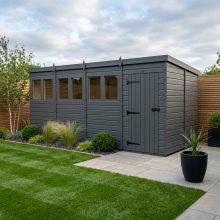 16x7 Pent Composite Shed Tanalised (Single Door, With Windows)