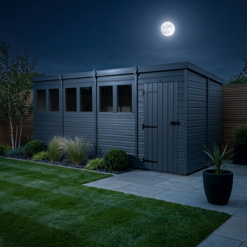16x7 Pent Composite Shed Tanalised (Single Door, With Windows) 2