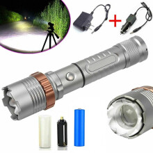 LED Flashlight Lotus Head 2000 Lm 3-Mode Waterproof Gray