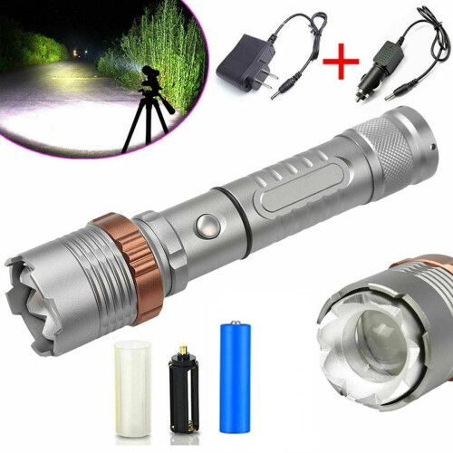LED Flashlight Lotus Head 2000 Lm 3-Mode Waterproof Gray