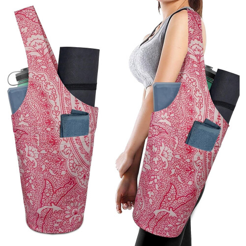 Yoga Mat Bag with Large Side Pocket and Zipper Compartment