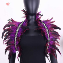 Purple feather pearl shawl wrap for women 1 piece