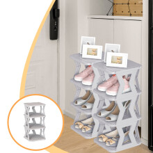 Shoe Rack Entryway Cabinet 4-Tier Plastic 21.26In