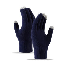 Winter Gloves Knitted Wool Navy Fingerless