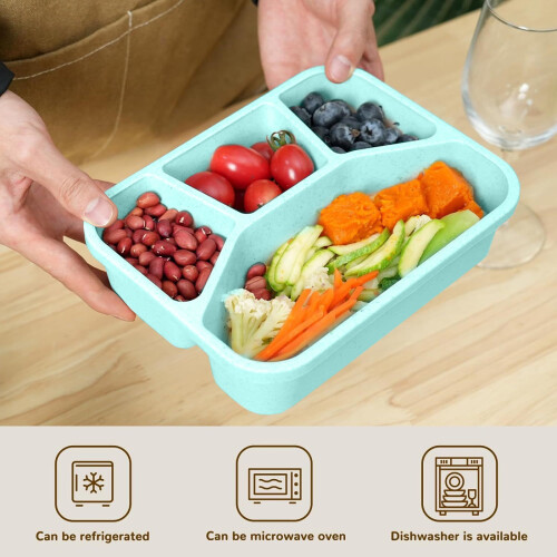 Bento Lunch Box 4-Compartment Reusable Stackable Container