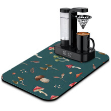 Mushroom & Snails Coffee Drying Mat 19.5x12in Diatom Mud
