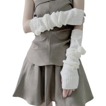 Arm Warmers for Women Cotton Knitted Bowtie Pom-Pom Style