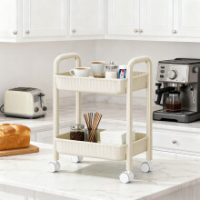 Rolling Utility Cart Plastic 2-Tier with Locking Casters