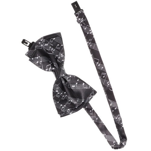 Black Self-Tie Bow Tie with Music Note Design 1 Set