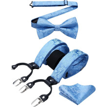 Paisley Floral Suspenders for Men Y-Back with Strong Clips