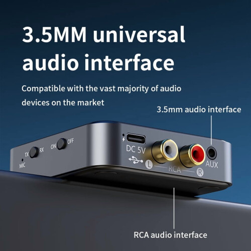 Bluetooth Transmitter Receiver for TV Stereo RCA 3.5mm AUX 1