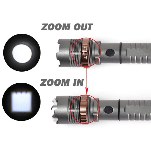 LED Flashlight Lotus Head 2000 Lm 3-Mode Waterproof Gray 1