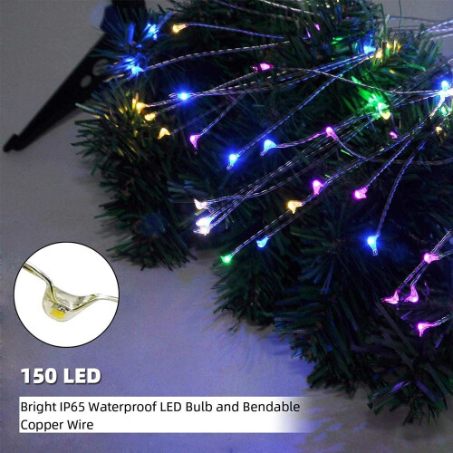 Solar Firework Lights 150 LED IP65 Remote Garden Pathway 2