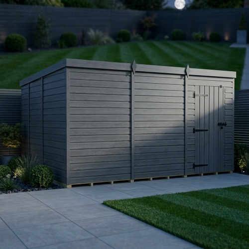 12x9 Pent Composite Shed Tanalised (Single Door, No Windows) 2
