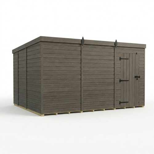 12x9 Pent Composite Shed Tanalised (Single Door, No Windows) 1