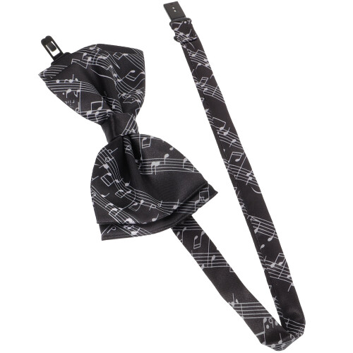 Black Self-Tie Bow Tie with Music Note Design 1 Set 2