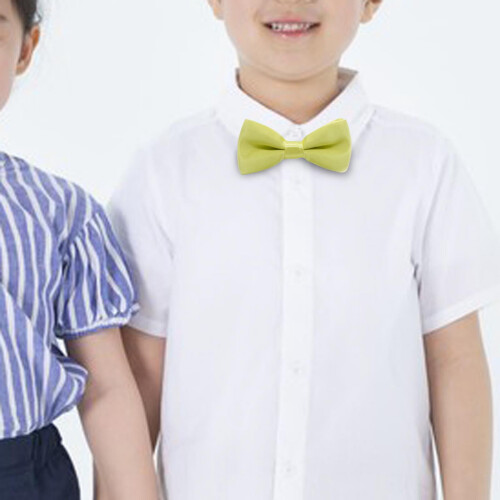 Kids Pre-Tied Bow Tie Solid Polyester Adjustable Yellow 1